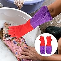 Vista 3 de Guantes de limpieza medianos para acuarios, goma antideslizante, 19.3 x 5.9 x 0.8 pulgadas