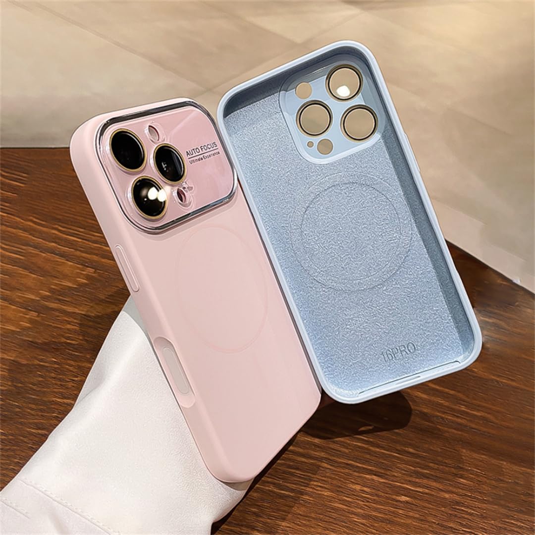 Set di due custodie in silicone per iPhone Air con ricarica magnetica, vetro protettivo per la lente (per iPhone Air/rosa ciliegio)