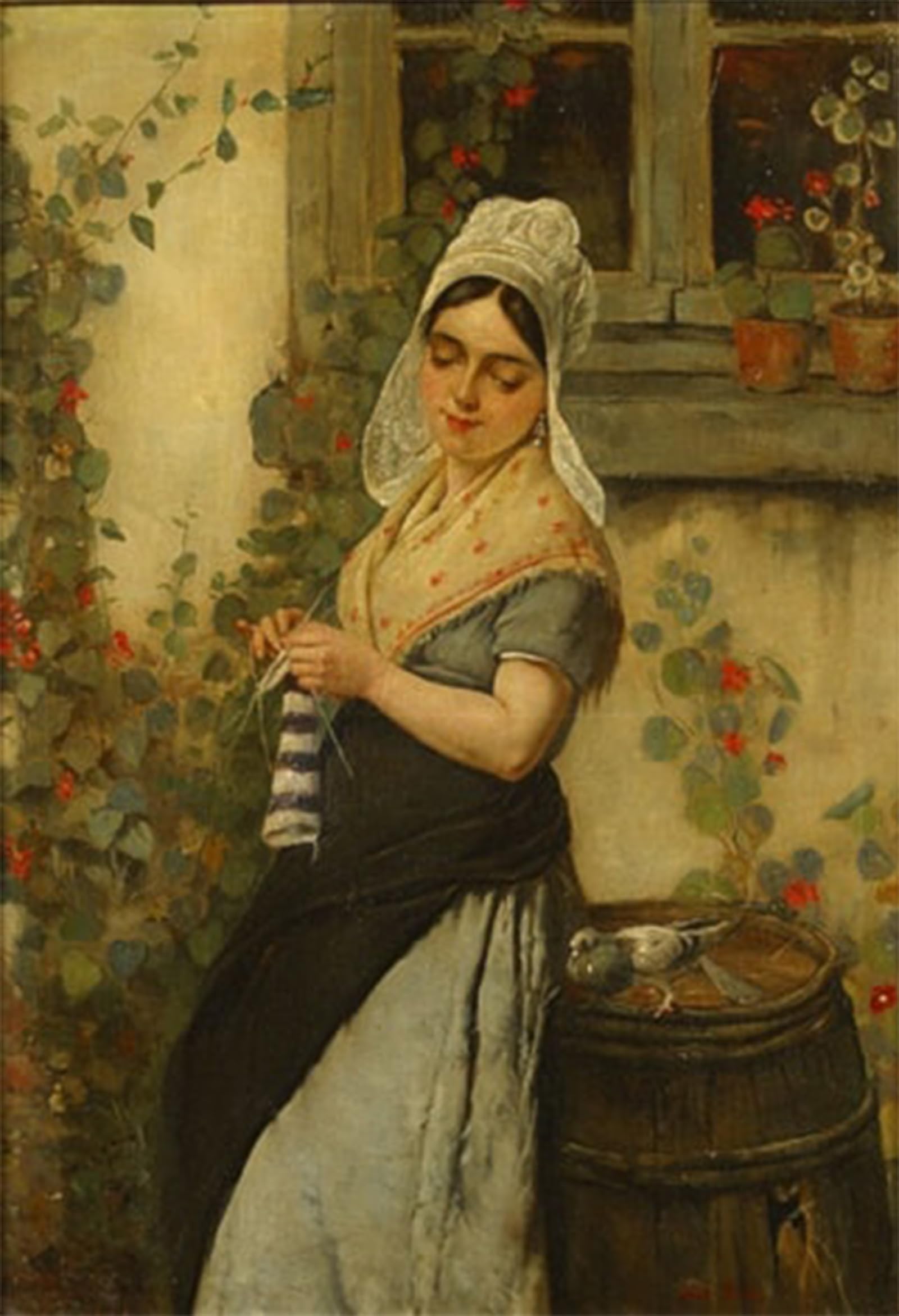 ARTXLXXBN Famous Art Print Poster Vintage Wall Art the Seamstress by Jules-adolphe Breton Canvas Art Poster for Home Decor 60x90cm