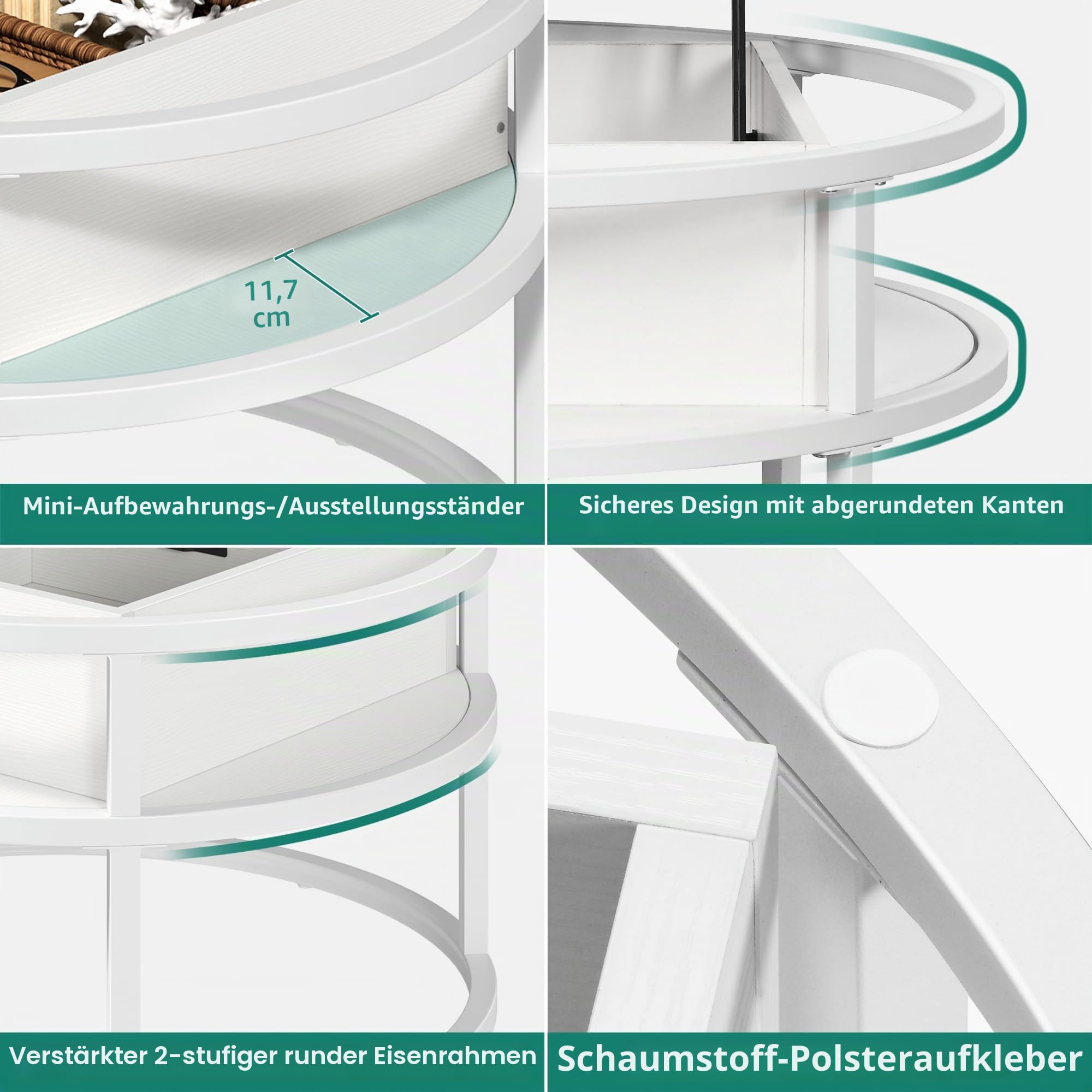 YITAHOME Couchtisch Rund mit Hebeplatte, Wohnzimmertisch mit verstecktem Ablagefach, Beistelltisch Rund mit Stauraum für Home Office, Runder Mitteltische Wohnzimmer, Weiße Eiche