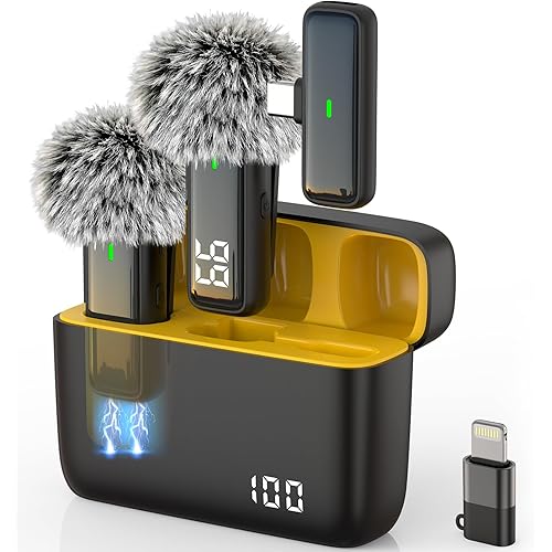 Wireless Microphone for iPhone Android Lav Mic USB C Lavalier Microphone Type C Lapel Mic for iPhone 15/16 iPad Video Recording Vlog TikTok - 24H Charging Case Noise Reduction