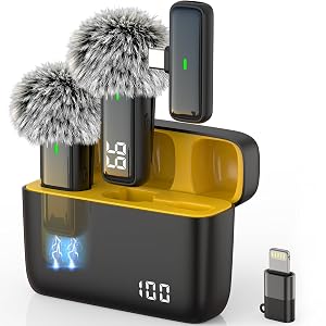 Wireless Microphone for iPhone Android Lav Mic USB C Lavalier Microphone Type C Lapel Mic for iPhone 15