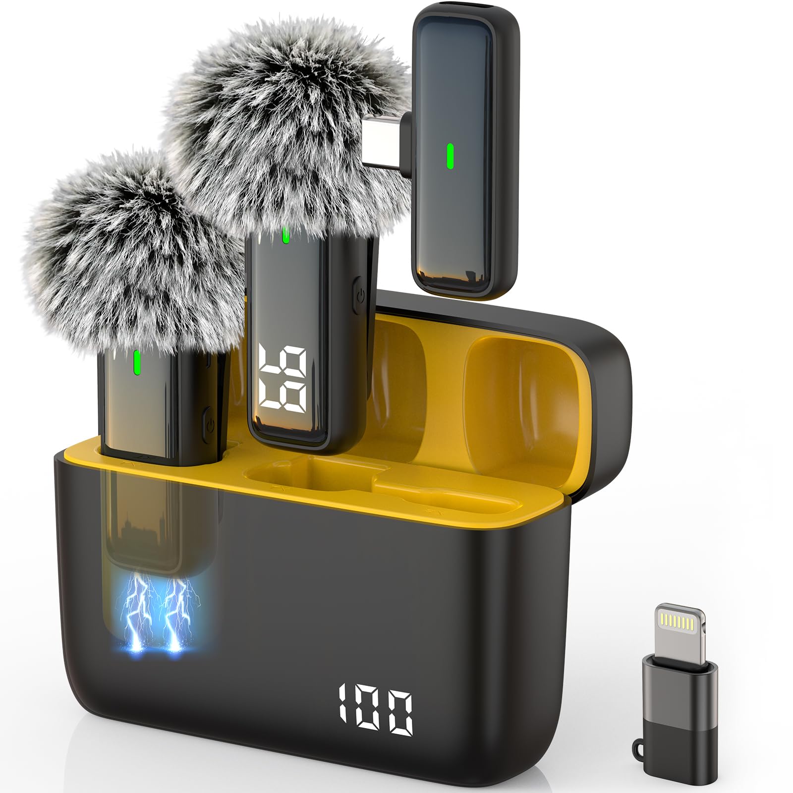 Wireless Microphone for iPhone Android Lav Mic USB C Lavalier Microphone Type C Lapel Mic for iPhone 15