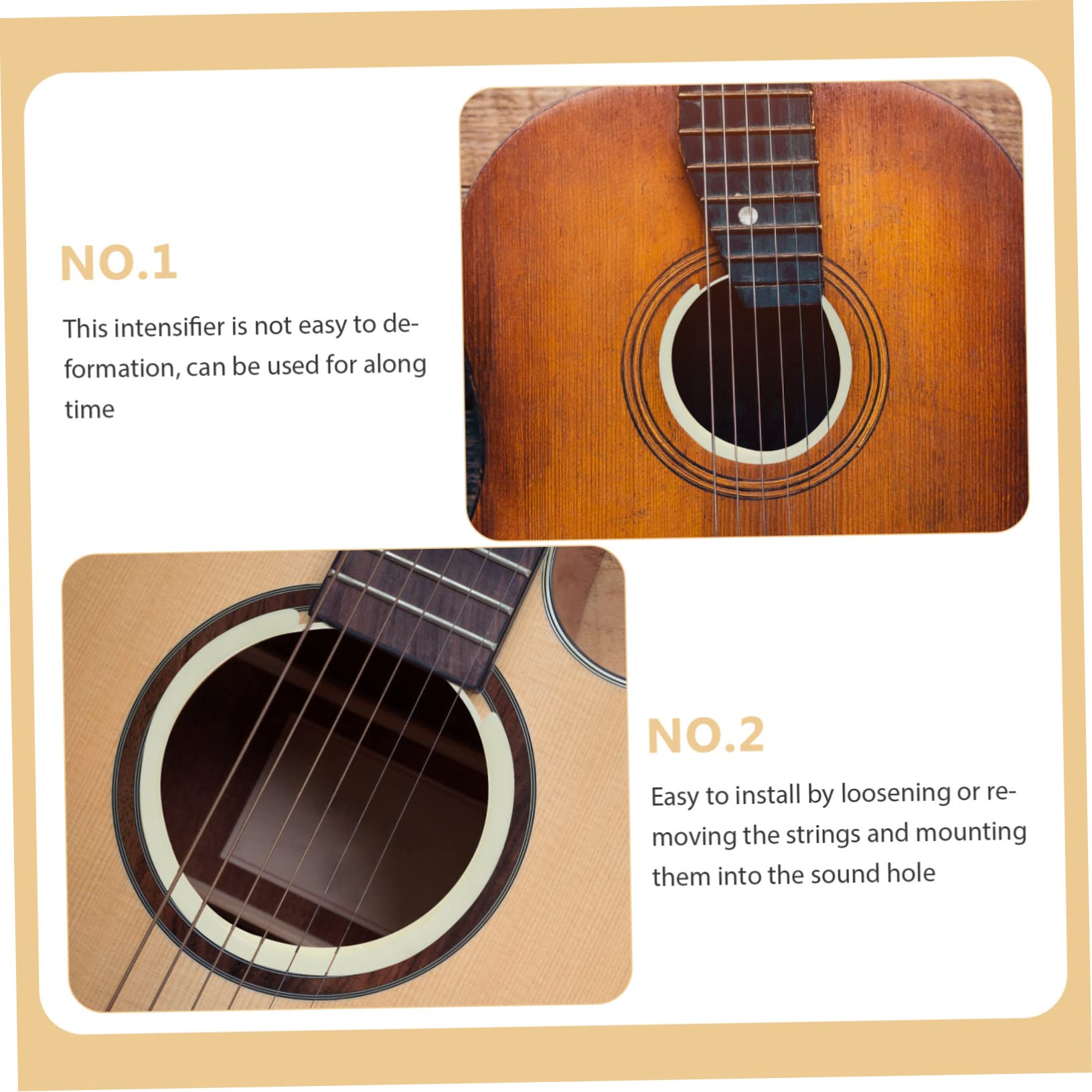 Abaodam 2pezzi Guitar Sound Hole Intensificatore Di Timbro Per Chitarra Acustica Accessorio Facile Da Installare Adatto Per Chitarre
