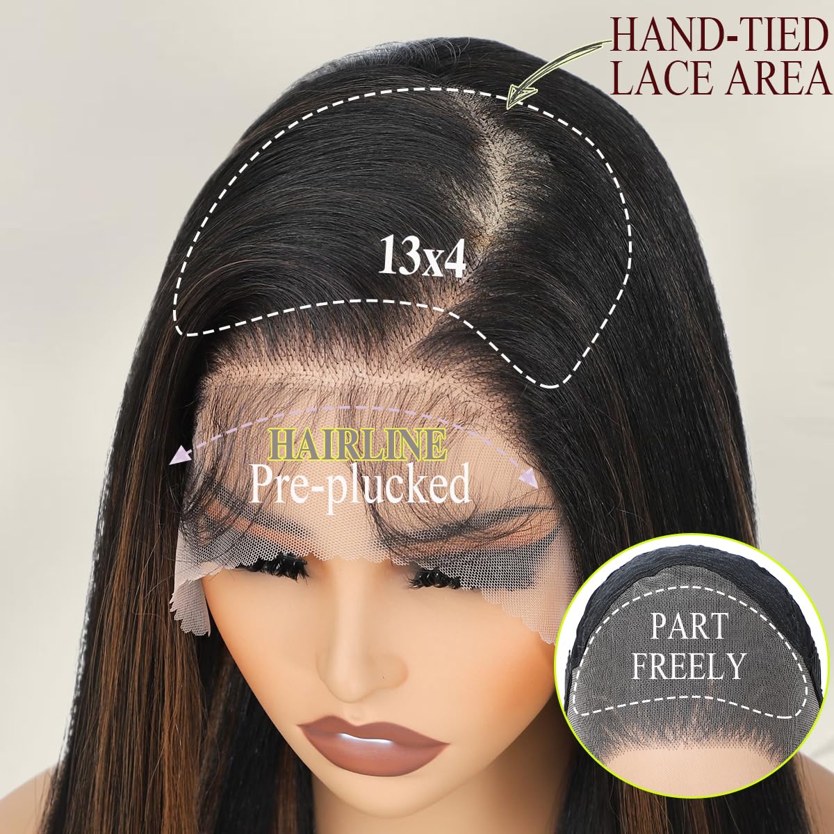 Highlight Brown Synthetic Lace Front Wigs 30Inch 13x4 Pre-Plucked Lace with Baby Hair Long Straight Wigs for Women Heat Resistant Fiber Ready to Wear Synthetic Wigs(RH2/30)