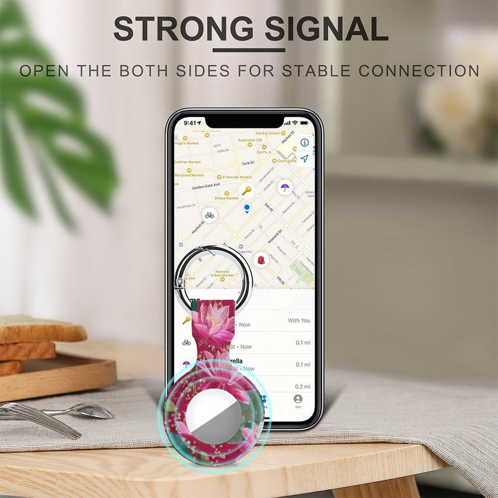 Lo-tus Blumen Muster kompatibel mit Airtag GPS-Hüllen, 4 Stück