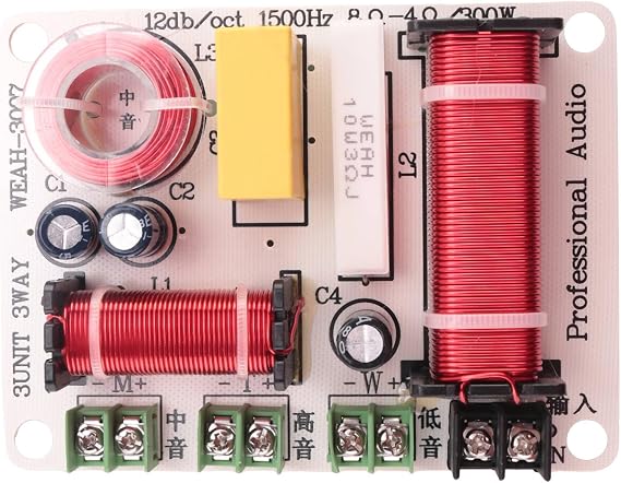 3 Way Speaker Frequency Divider 300W HiFi Crossover Audio HiFi Crossover Filter Frequency Distributor for DIY Home Speaker Modification