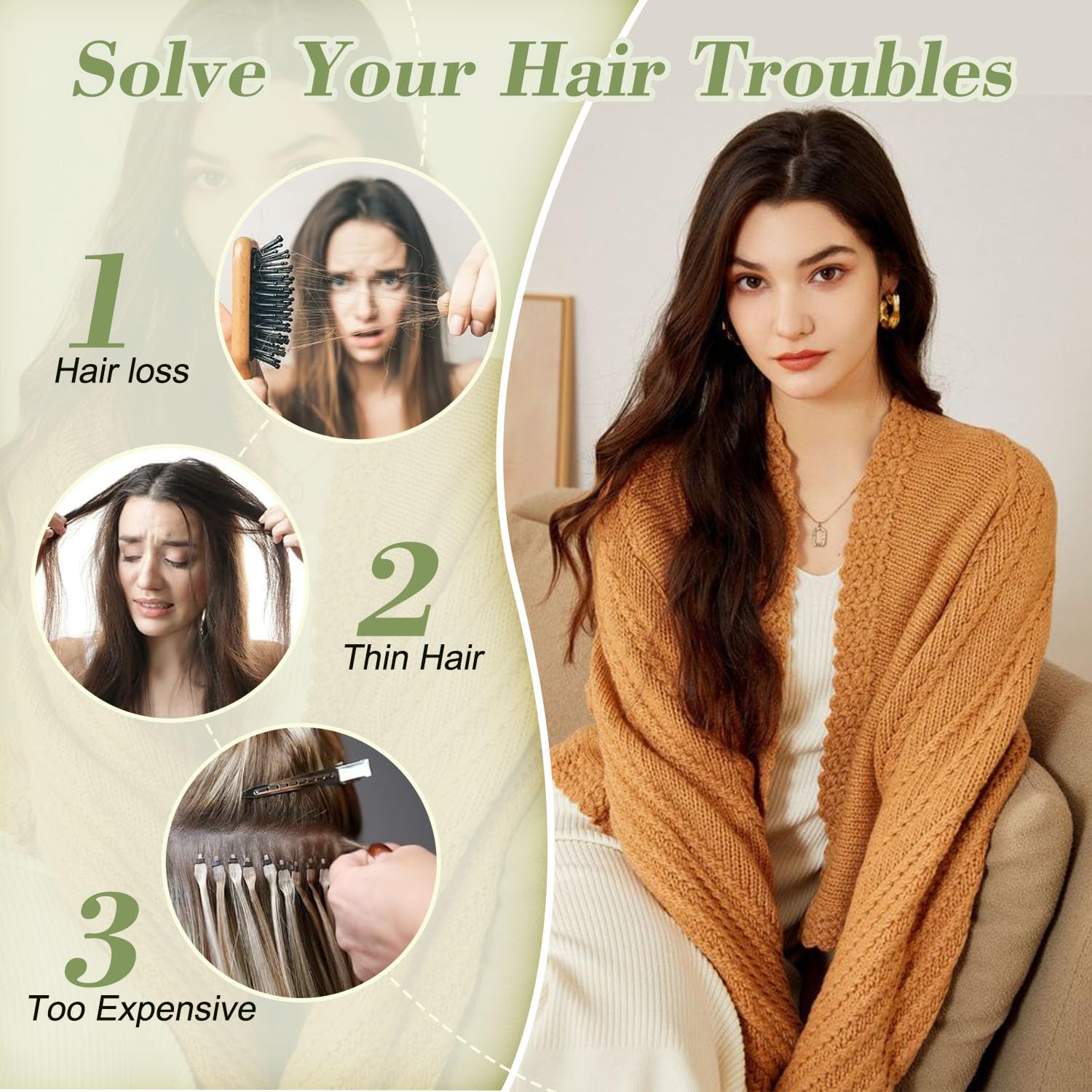 Human Hair Topper for Thinning Crown - 10 inch Swiss Base Adding Extra Volume (Ombre Brown with Blonde Highlight) - Image 3