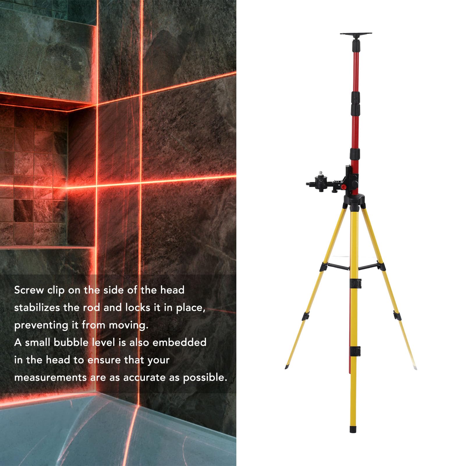 Nivel de telescopio Soporte de Acero Inoxidable de Acero Inoxidable Base Ajustable de Servicio Pesado 5/8in 1/4 Pulgadas para contratistas Ingenieros topógrafos 114 a 388 mm de