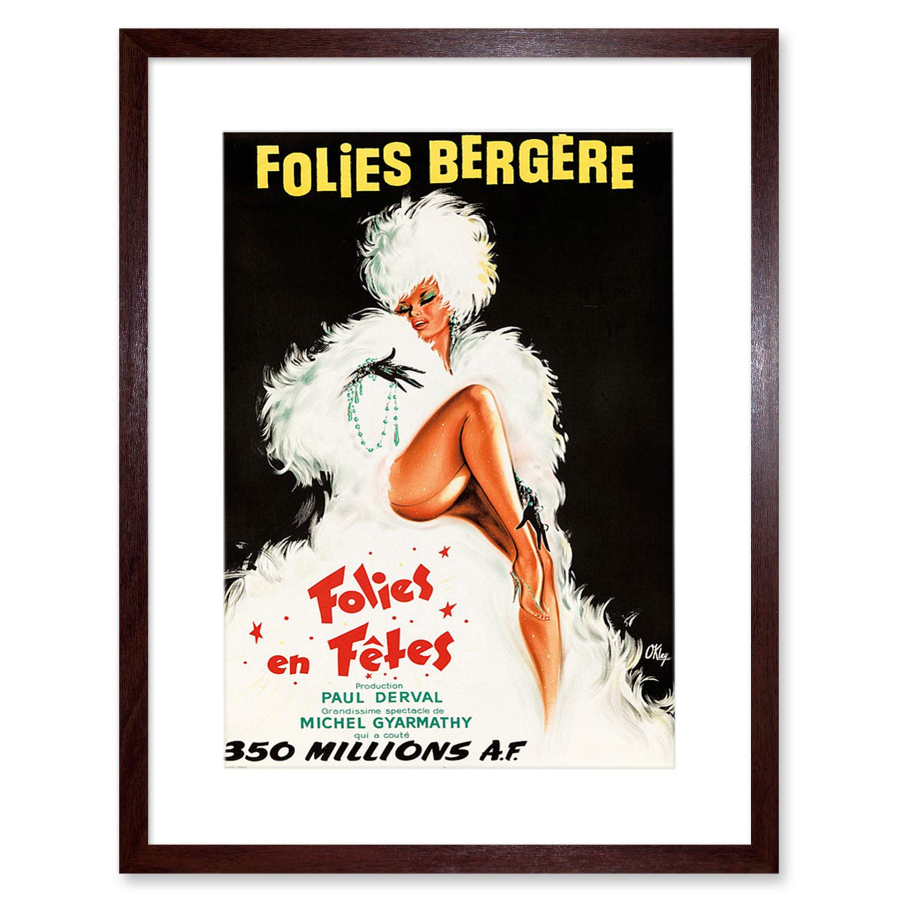 Wee Blue Coo Folies Bergere Theatre Cabaret Artwork Framed Wall Art Print 12X16 Inch