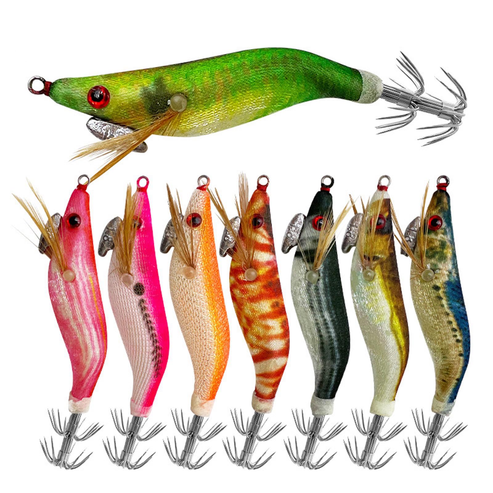 Buxuaaaa 8Pcs Cuttlefish Hook Fishing Lures Shrimp Lure Baits Squid Jigs 7.8cm Glow Jigs Hook Glow Squid Hard Baits Fishing Lure