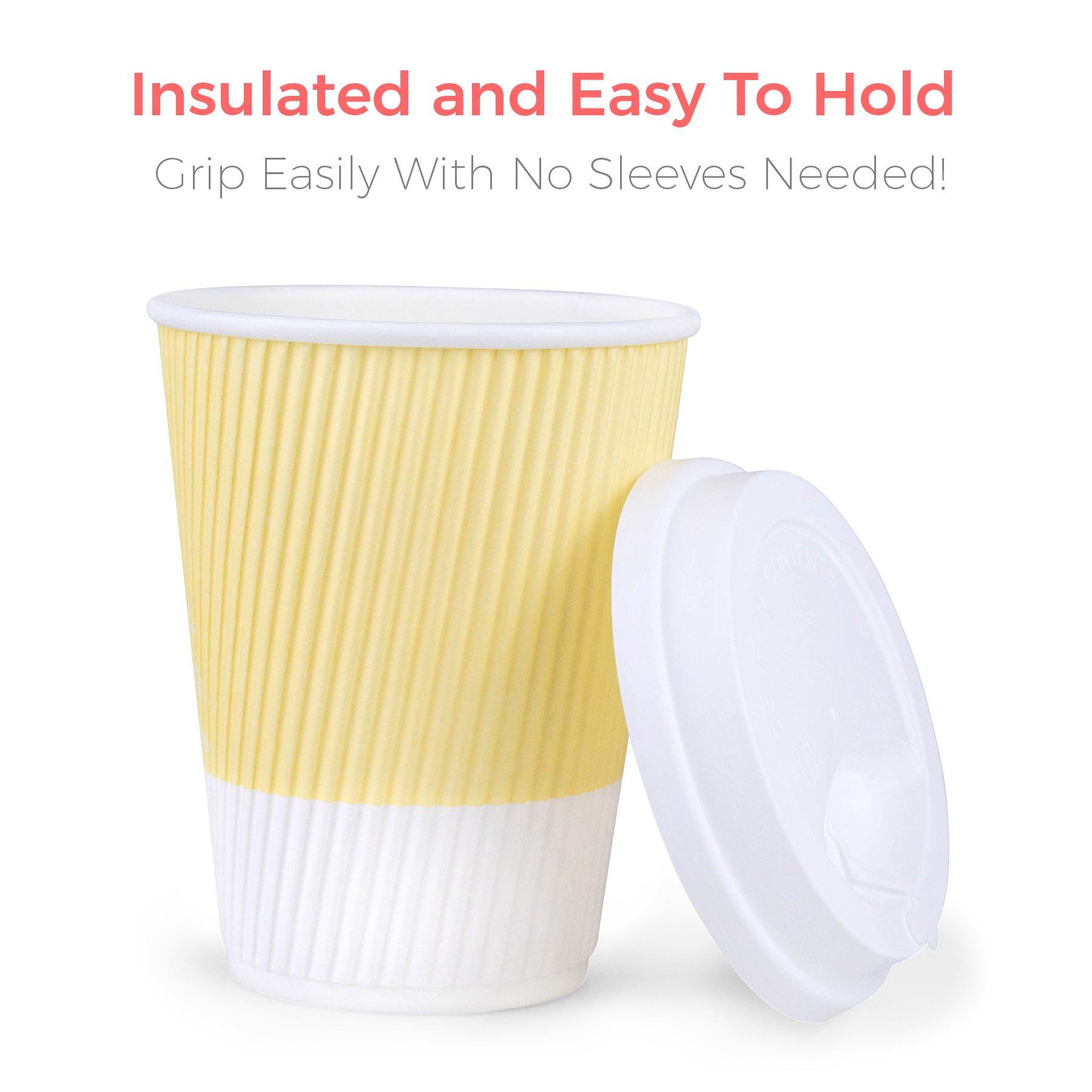 Buy Premium Disposable Coffee Cups With Lids (90) Durable 12 oz To Go