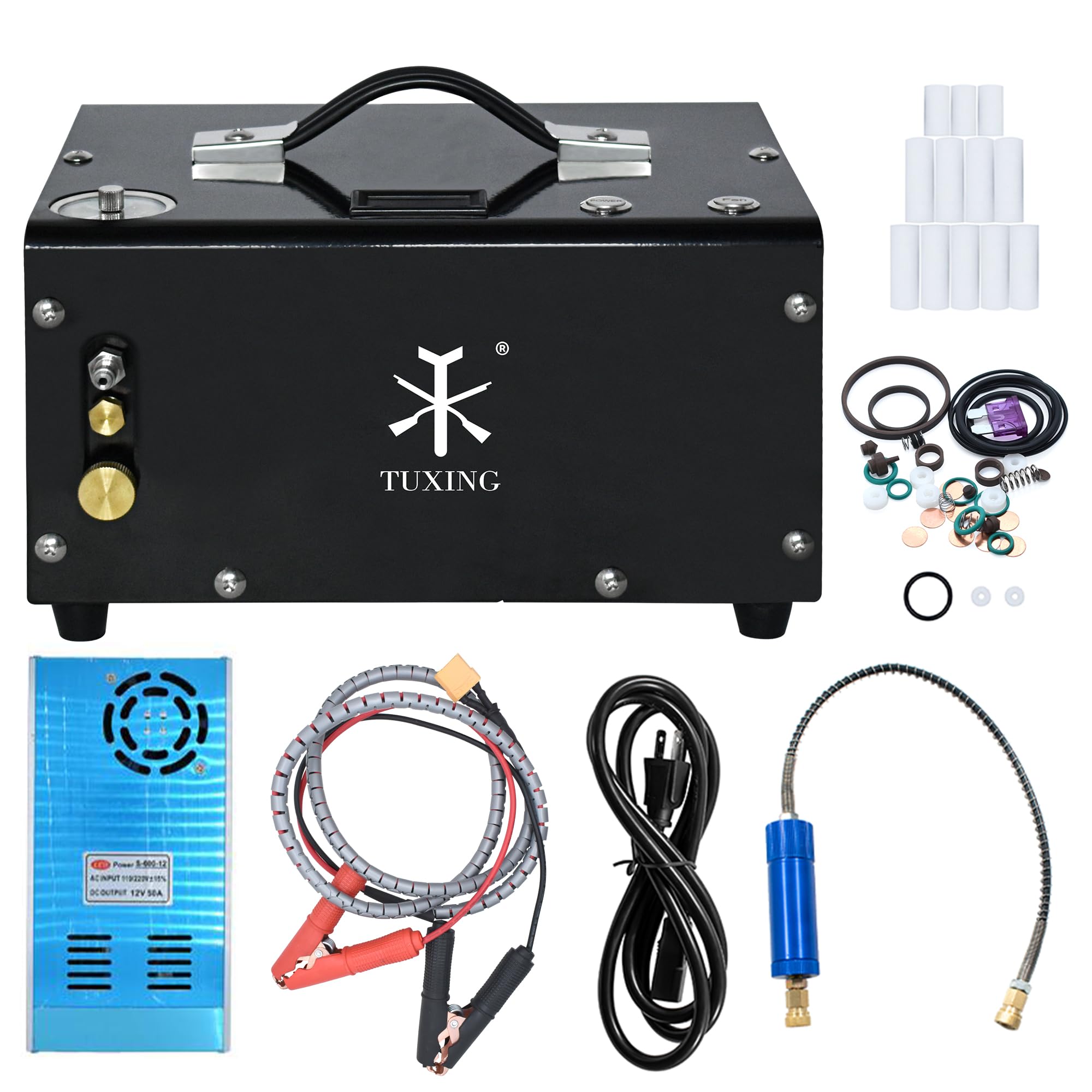 TUXING TXET061-2 2022 New Model 4500Psi Pcp Pump 12V Portable PCP Air Compressor Auto-Stop Version for Pcp Air Rifle Inflatable 12V-220V