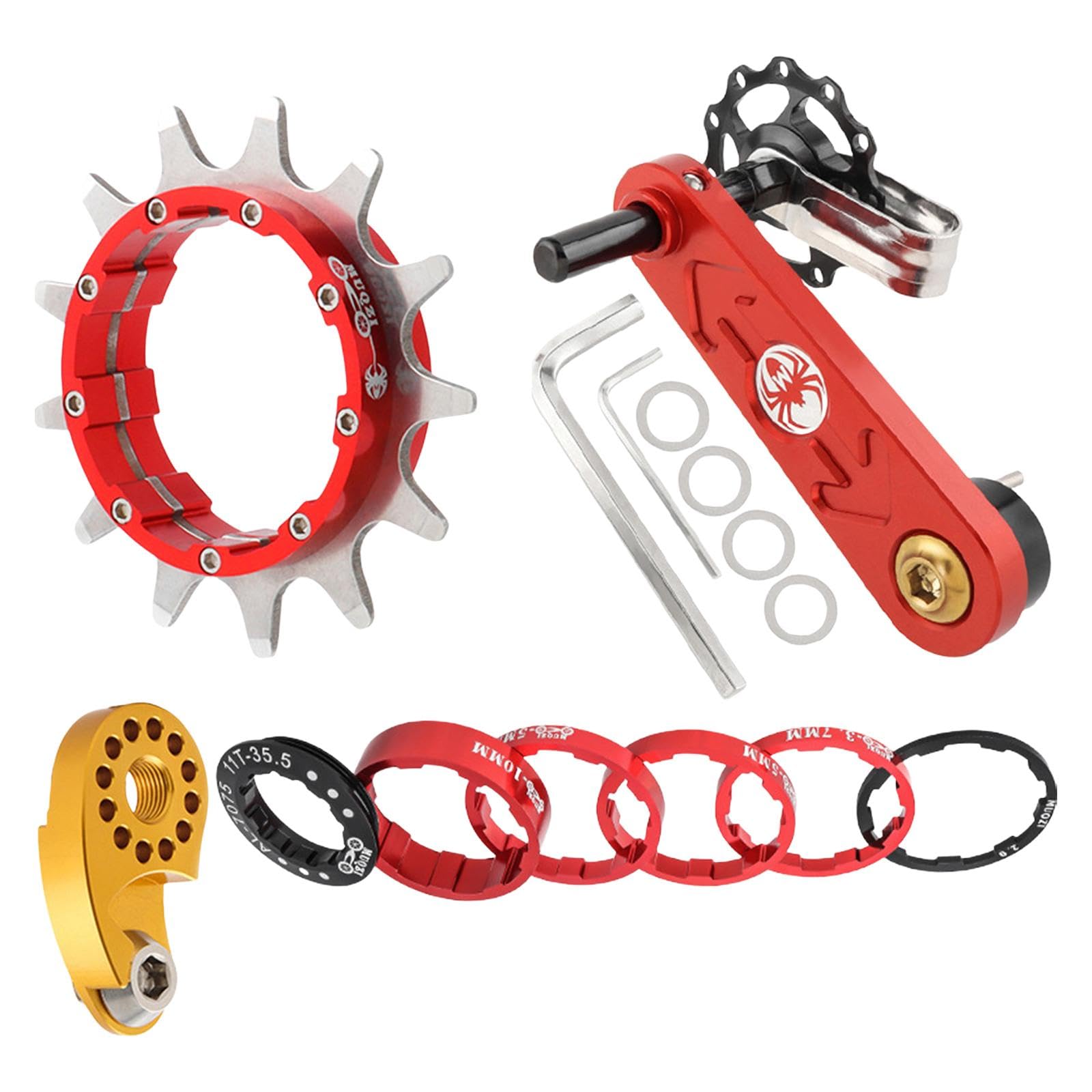 SECRET DESIRE Mountain Bike Single Speed Conversion Kit Chain Tensioner Bicycle Components Red 13T