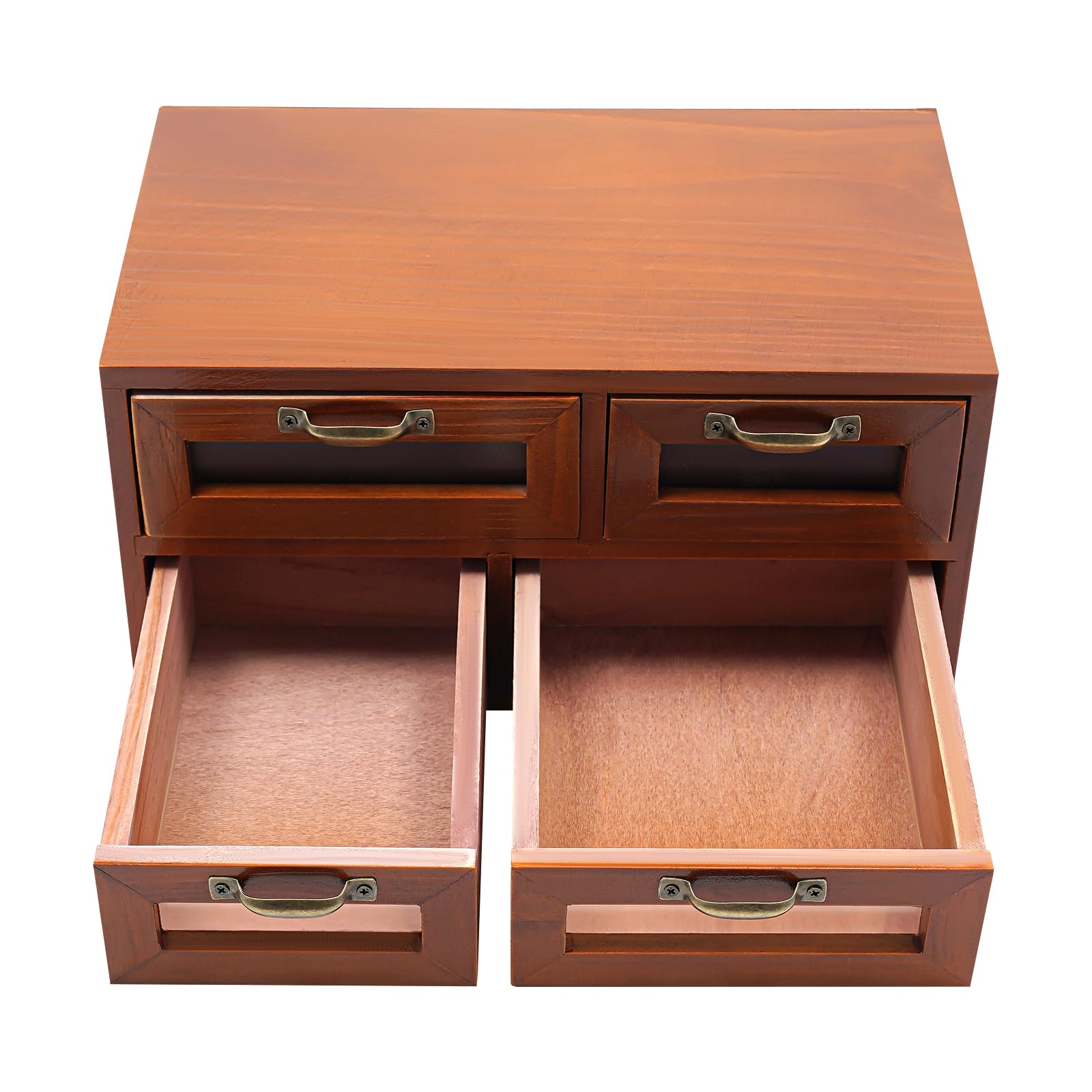 Organizer da scrivania, in legno con 4 cassetti per la casa, cassetti in legno vintage, scatola