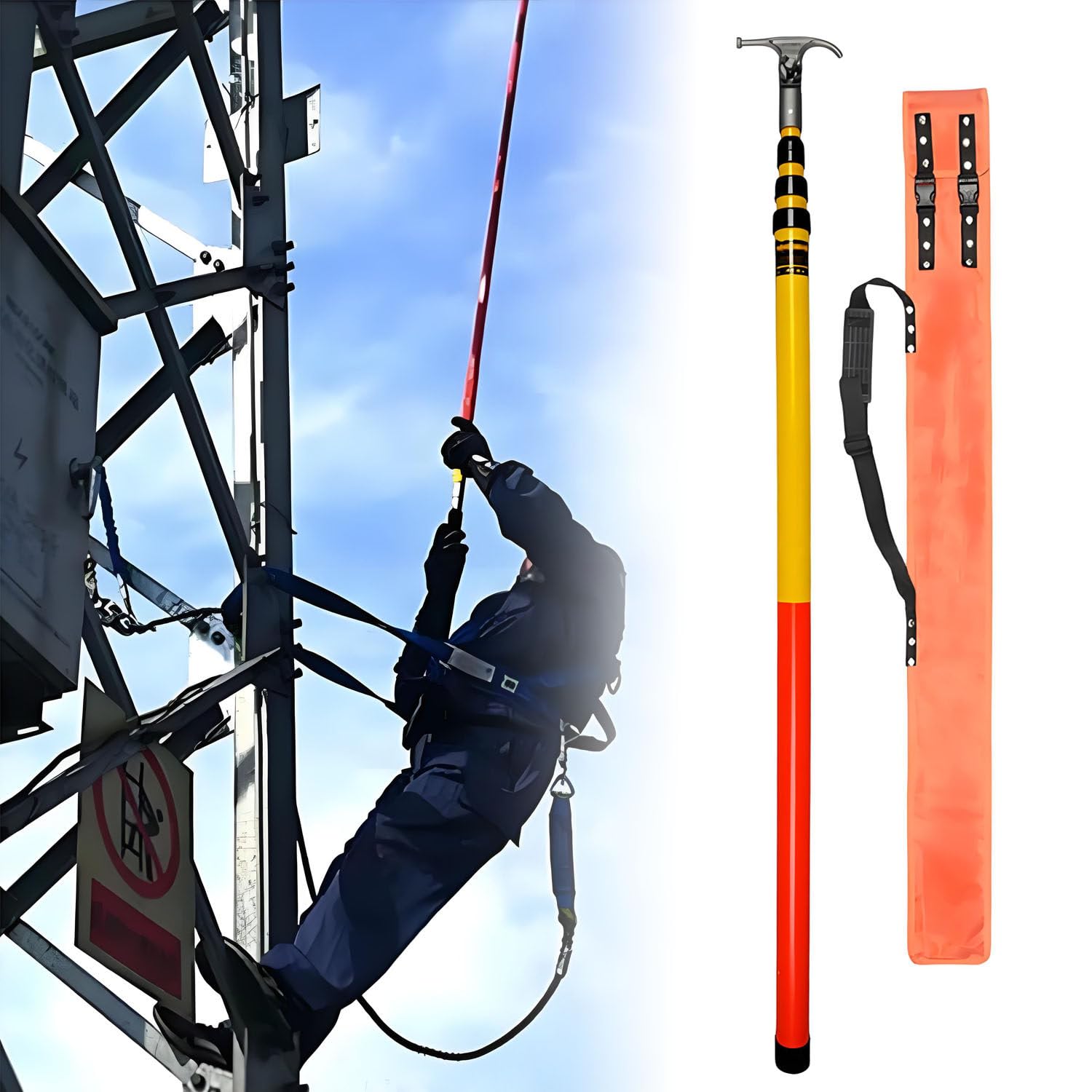COAKUE Insulated Rescue Pole with Non-Slip Grip for Utility Maintenance 8m/26.2ft/4section