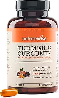 NatureWise Turmeric Curcumin 500mg with Black Pepper Softgels - Extra Strength, Enhanced Absorption - 95% Curcuminoids & BioPerine for Immune Support - Gluten-Free, Non-GMO - 90 Count[3-Month Supply]