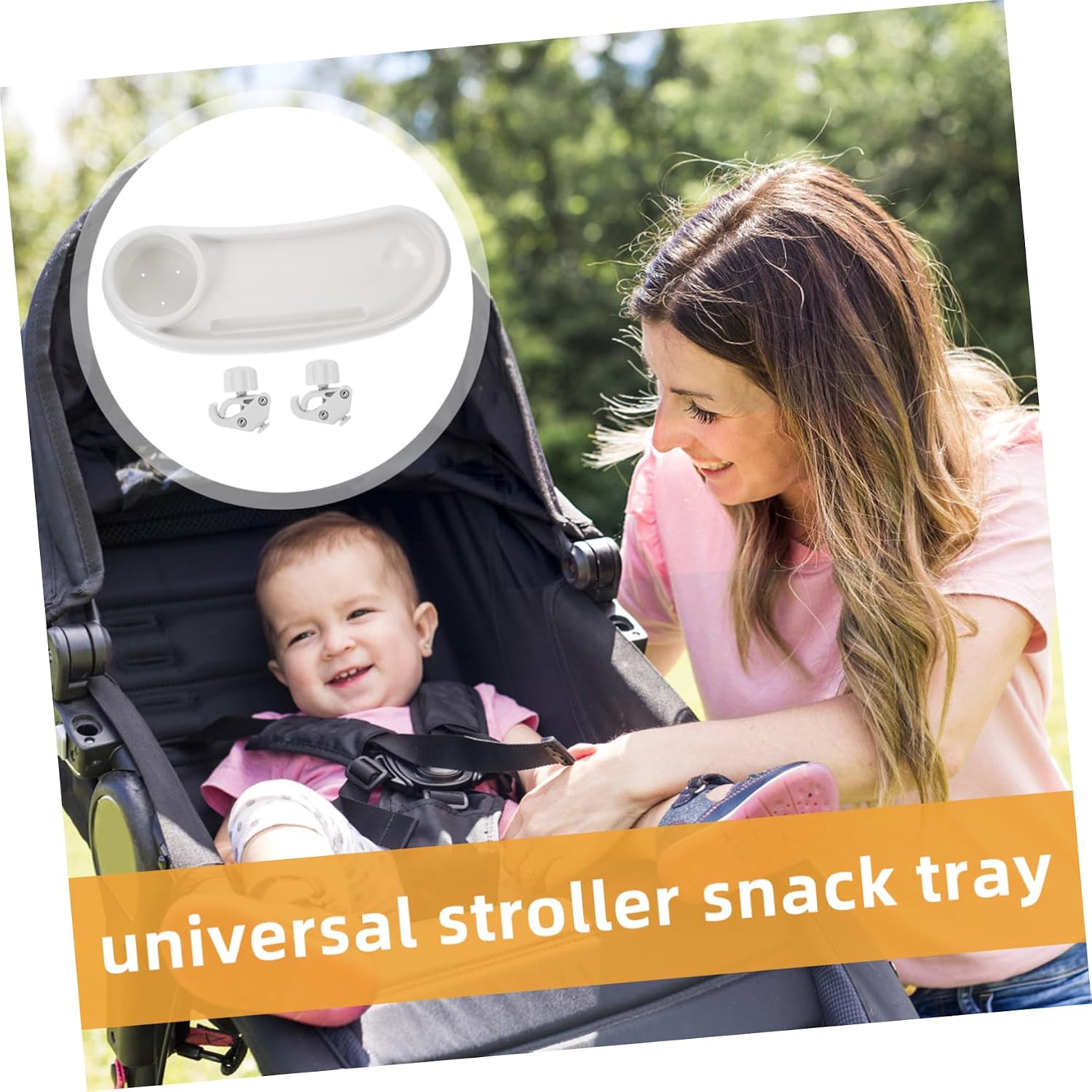 ERINGOGO Stroller Accessory Tray Snack Tray Handles Cup Holder Removable Plastic Dish