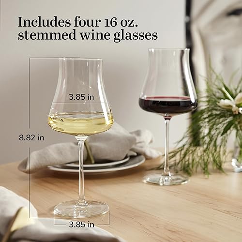 Miniatura 10 de Libbey Signature Stratford - Juego de 4 copas de vino tinto únicas de 24 onzas, juego de copas de vino grandes con tallo