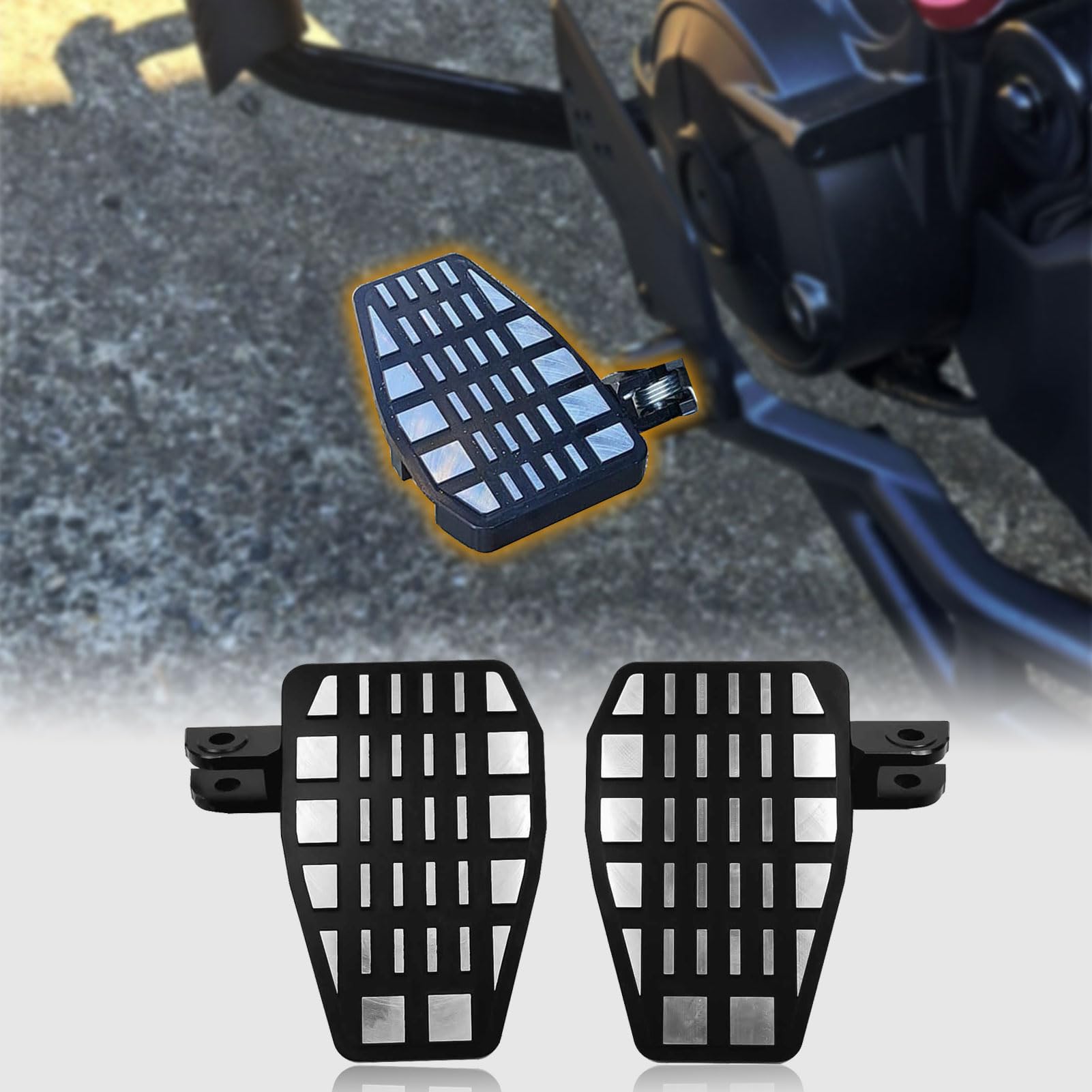 Midimttop Motorcycle REBEL1100 Wide Footpeg, Aluminum Front Rider Floorboards Enlarger Foot Pegs Rest Pedals fit for Ho&n&da Rebel 1100 CMX 1100 CMX-1100 Accessories 2021 2022 2023 2024 2025 (Silver)