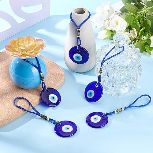 Miniatura 4 de 5 piezas de adorno colgante azul de ojo turco para coche, colgante de cristal colgante de coche de buena suerte, amuleto turco griego, accesorio