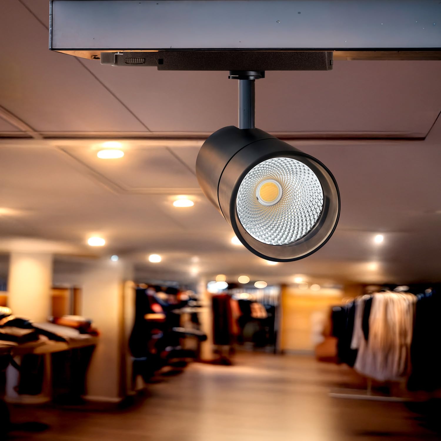 LEDKIA LIGHTING Foco Carril LED Trifásico 40W Carlo Negro 6000K Blanco Frío
