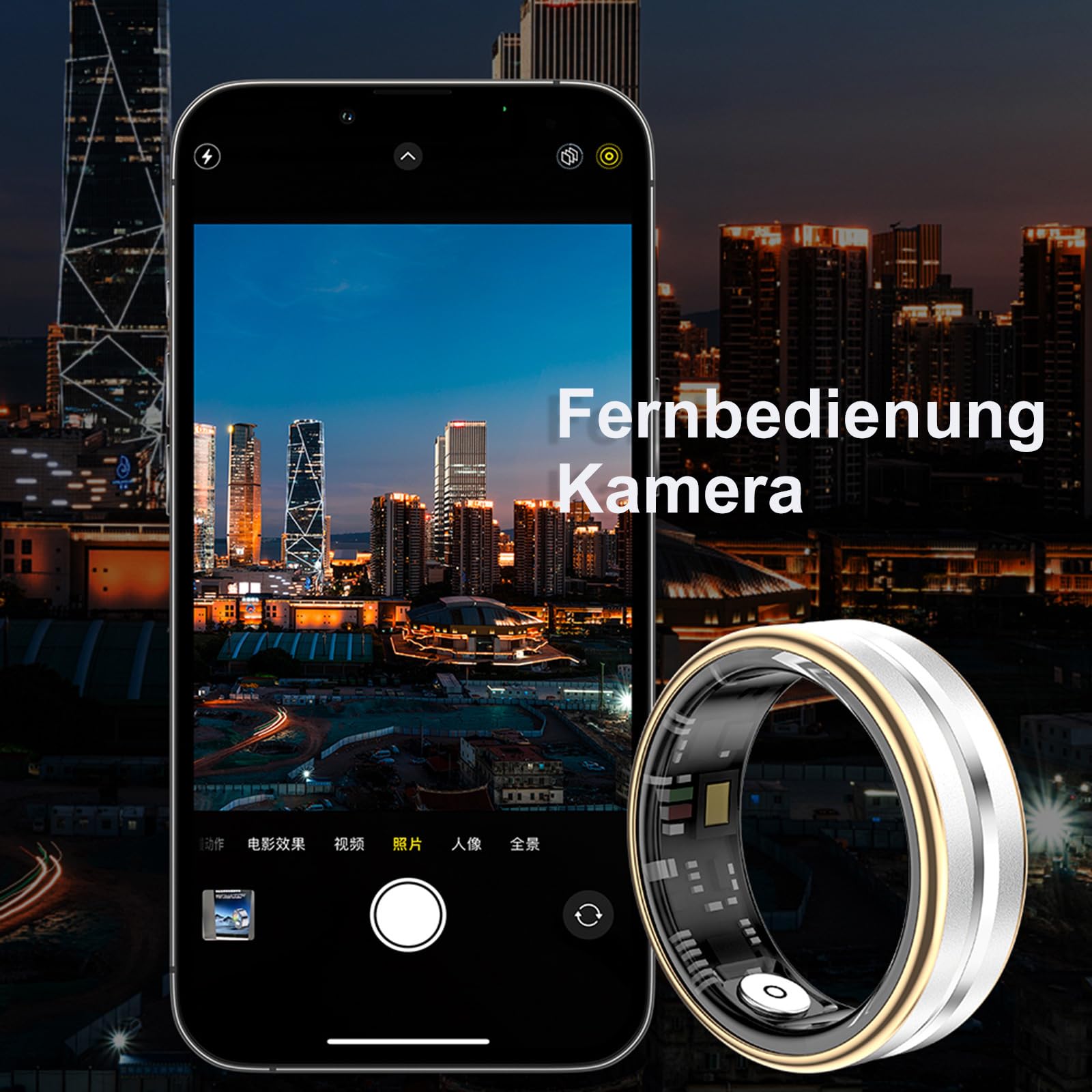 findtime Bague intelligente pour traqueur de fitness - Podomètre - Étanche - 5 ATM - Pour homme et femme - Anneau de sommeil - Moniteur de fréquence cardiaque - Android iOS - Anneaux de sport - Suivi