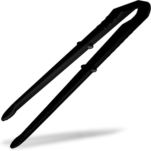 Chip Tong, 7.3 inch Mini Snack Tong Black Plastic Body Serrated Tips for Potato Chip Sweets Cookie Nuts Popcorn