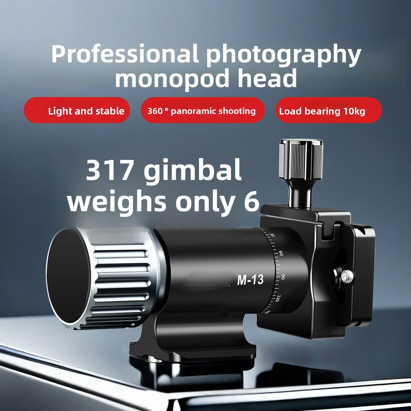 banapoy Testa Cardanica Monopiede, Testa Monopiede Panoramica 360° per Teleobiettivi con Piastra Sgancio Rapido, Attacco per Treppiede, per DSLR, Fotocamere Mirrorless, Videocamere