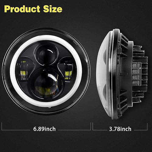 Miniatura 7 de YEEGO DIRECT Faros LED de 7 pulgadas con luz de señal de giro ámbar y halo verde, faros LED de haz altobajo, compatibles con Wrangler JK, LJ, CJ y