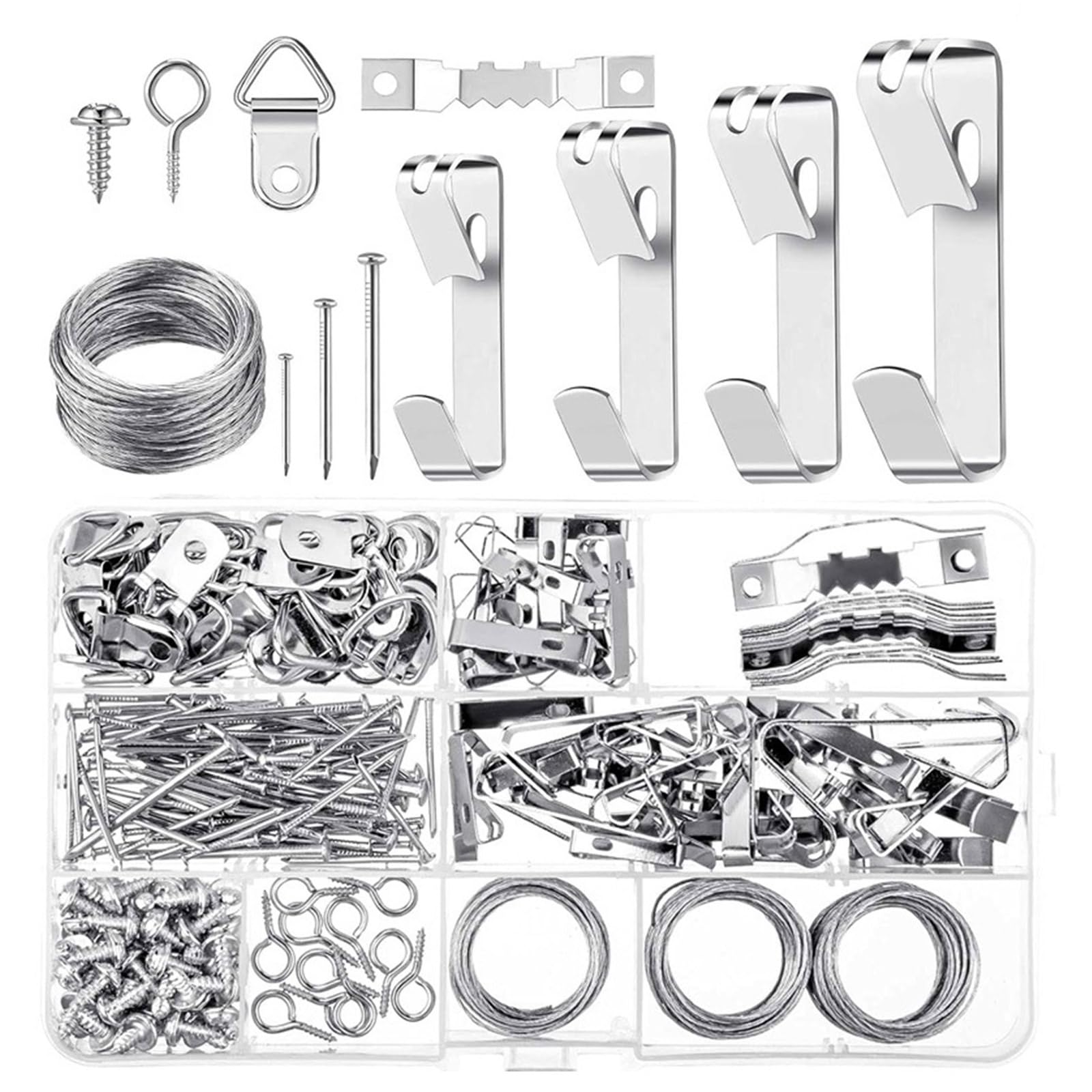 Kalttoy Multicolor 246Pcs Metal Picture Hangers With Nails Heavy Duty Picture Hanging Hook Hardware Hanging Kits On Wood/Drywalls Hook For Drywalls