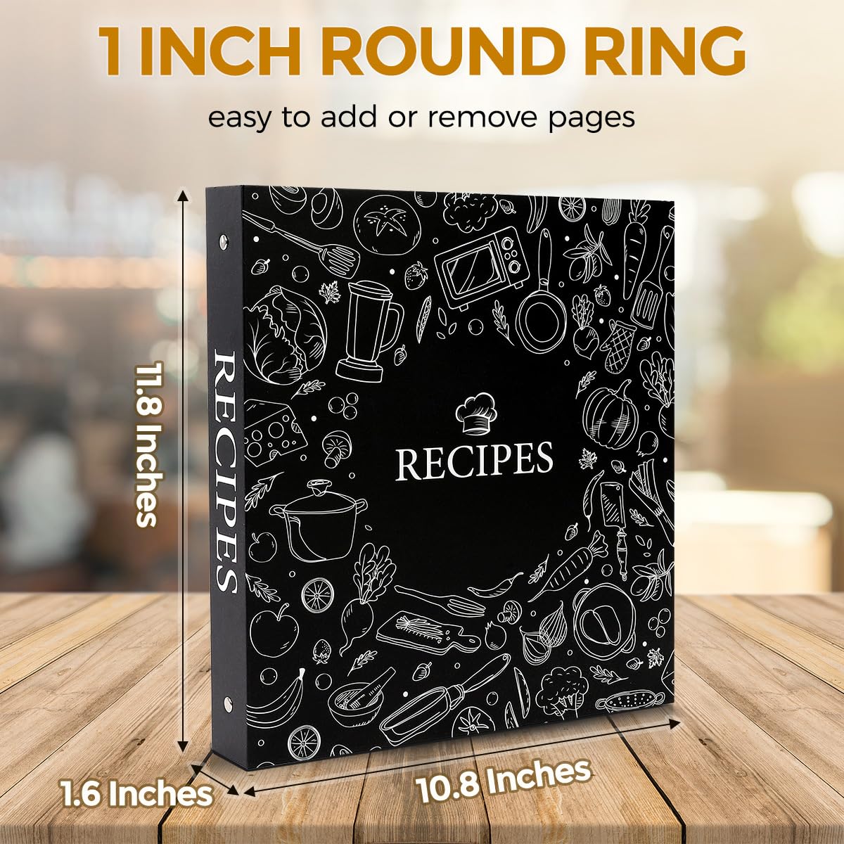 Raccoglitore per ricette con maniche in plastica, 21 x 28 cm, libro di ricette da scrivere nelle proprie ricette, biglietti di ricette vuoti e 12 divisori