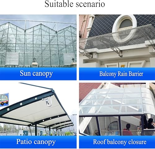 Miniatura 7 de IMPREC Hoja de techo transparente, ignífuga de policarbonato de 0.039 pulgadas, rollo de plástico, protección contra la lluvia y la nieve para techo