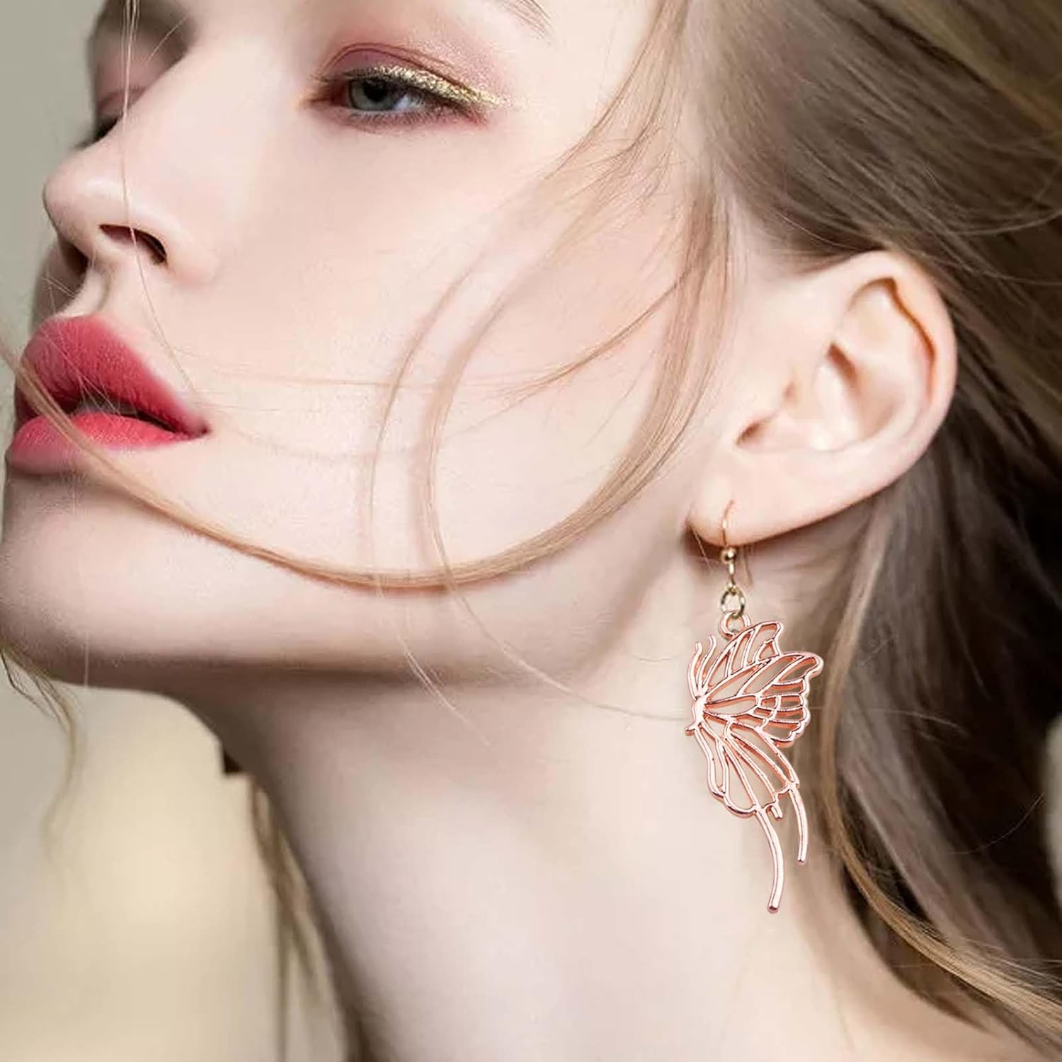 20pcs Rose Golden Butterfly Shape Open Back Bezel Pendants Alloy Hollow Butterfly Wings Frame Resin Mould Charms for DIY Necklace Earrings Jewelry Making Findings, 5 Styles - Image 6