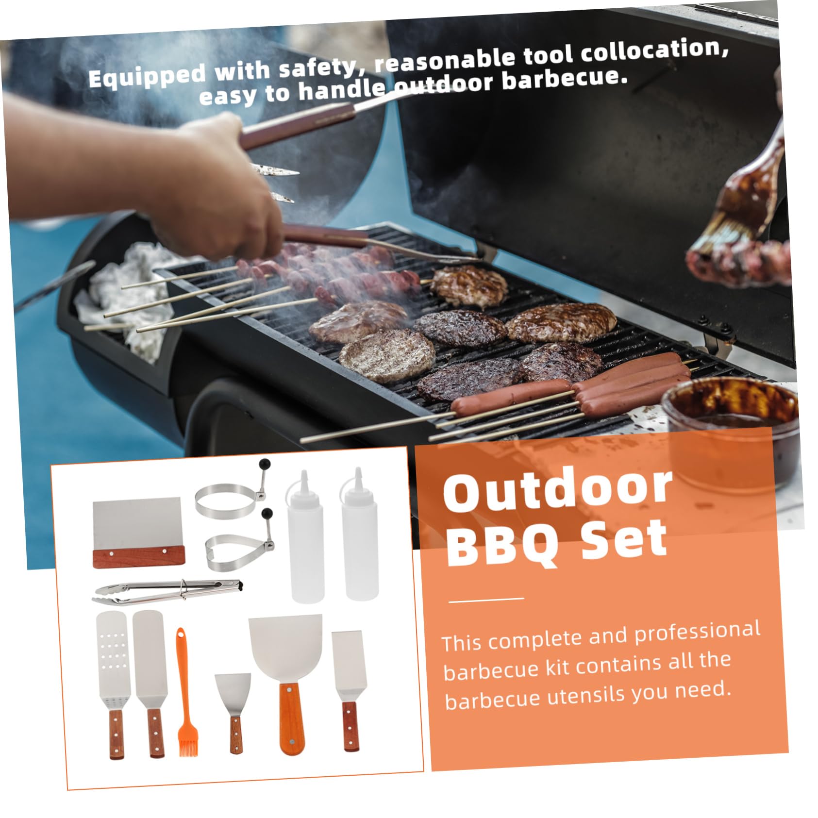 Toddmomy Kit de Utensilios para Barbacoa Profesional de Acero Inoxidable Diseño Completo y Fácil Manejo de 12 Piezas para Barbacoa al Aire Libre y Camping