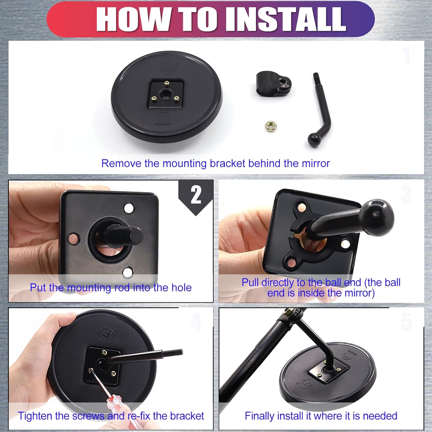 Round Convex Mirrors, Truck Rearview Driveway Mirror, Garage Park Blindspot Traffic Retail Stores, Warehouses Office with Adjustable Fixing Bracket 5.75inch (2)