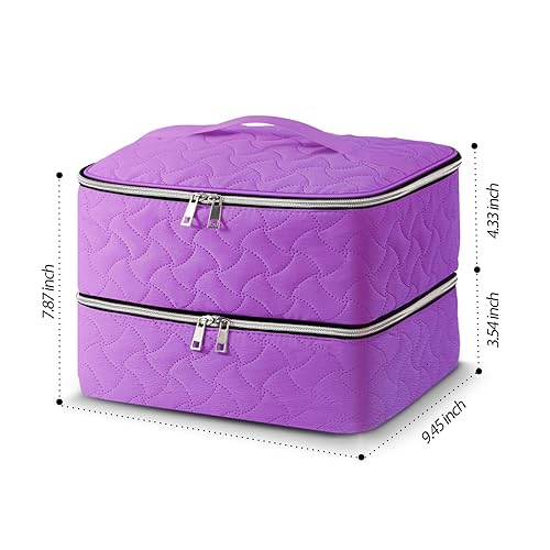 Miniatura 7 de DreamGenius Estuche organizador de esmalte de uñas con capacidad para 42 botellas, Negro -, Bolsa de esmalte de uñas de doble capa con divisores