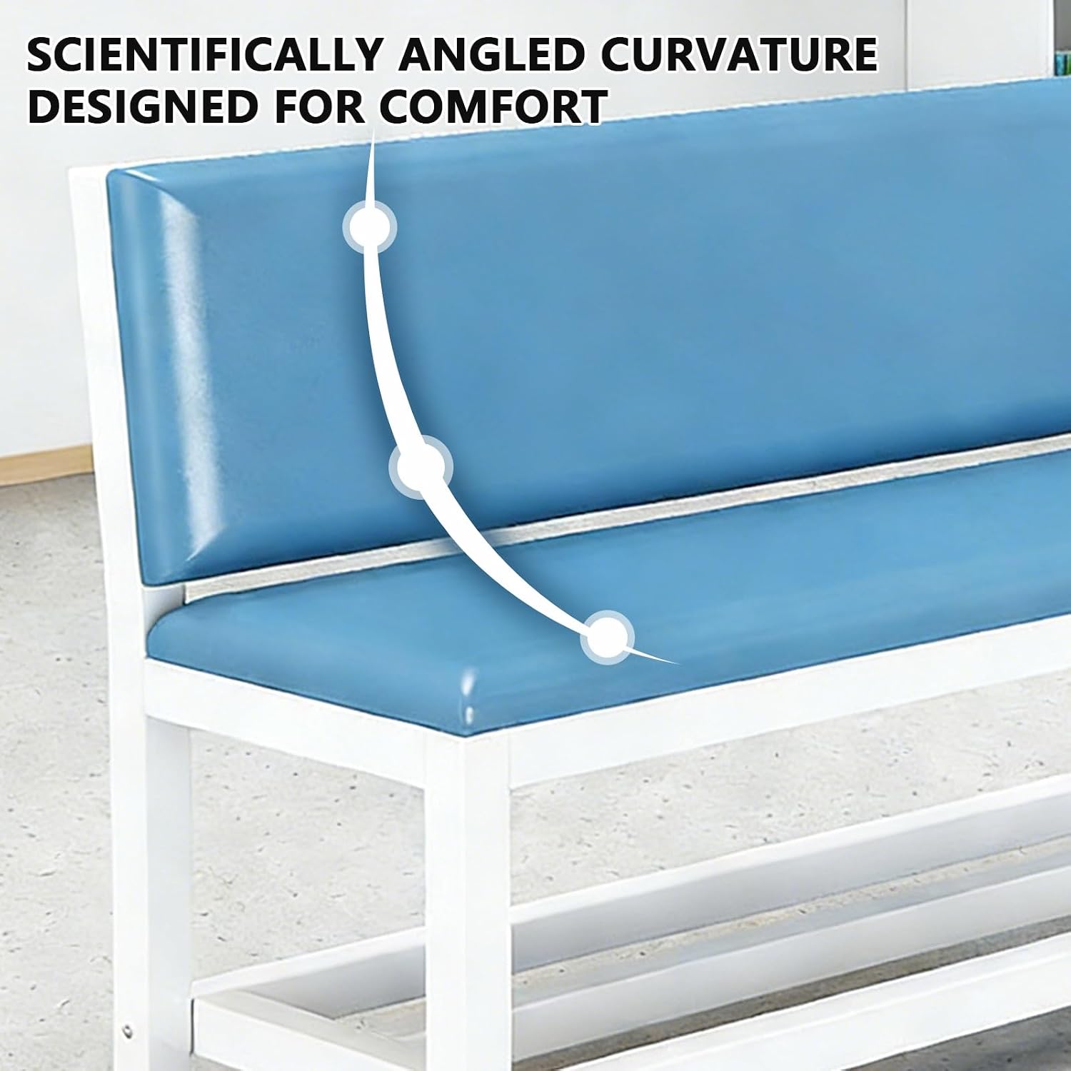 Recept Chair with Ergonomic Backrest, PU Leather Padded Seat, Office Waiting Room Bench, 130cm/51.2in, Ideal for School, Clinic, Entryway Seating
