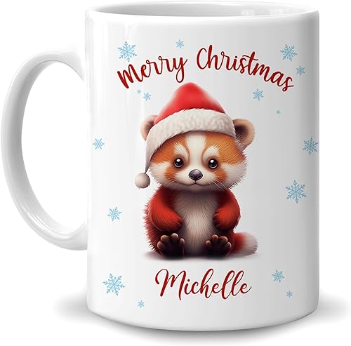 Vista 129 de Hyturtle Regalos personalizados para amantes de las ardillas, con sombrero de Papá Noel, taza de café de cerámica con nombre personalizado, taza