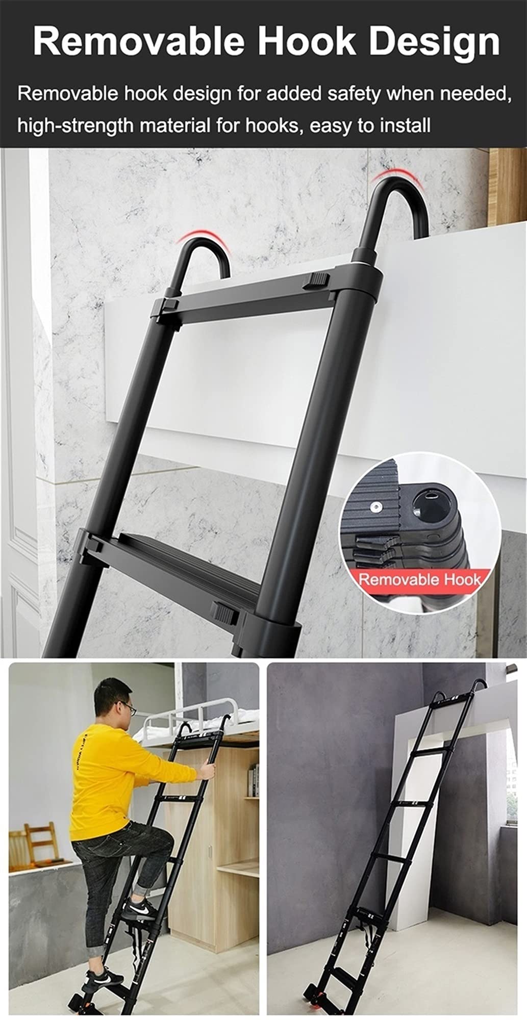 teleskopleiter für dachzelt Wohnmobil/Dachzelt/Dachboden, 5 m/4 m/3 m/2 m Aluminium-Verlängerung Teleskopleitern mit abnehmbarem Haken und Stabilisatorstange, Lasten 200 kg (Size : 5.1m/16. Baumarkt Type_Pedal Board Accessories Color:Apple Red Mercedes Sprinter 4X4 -