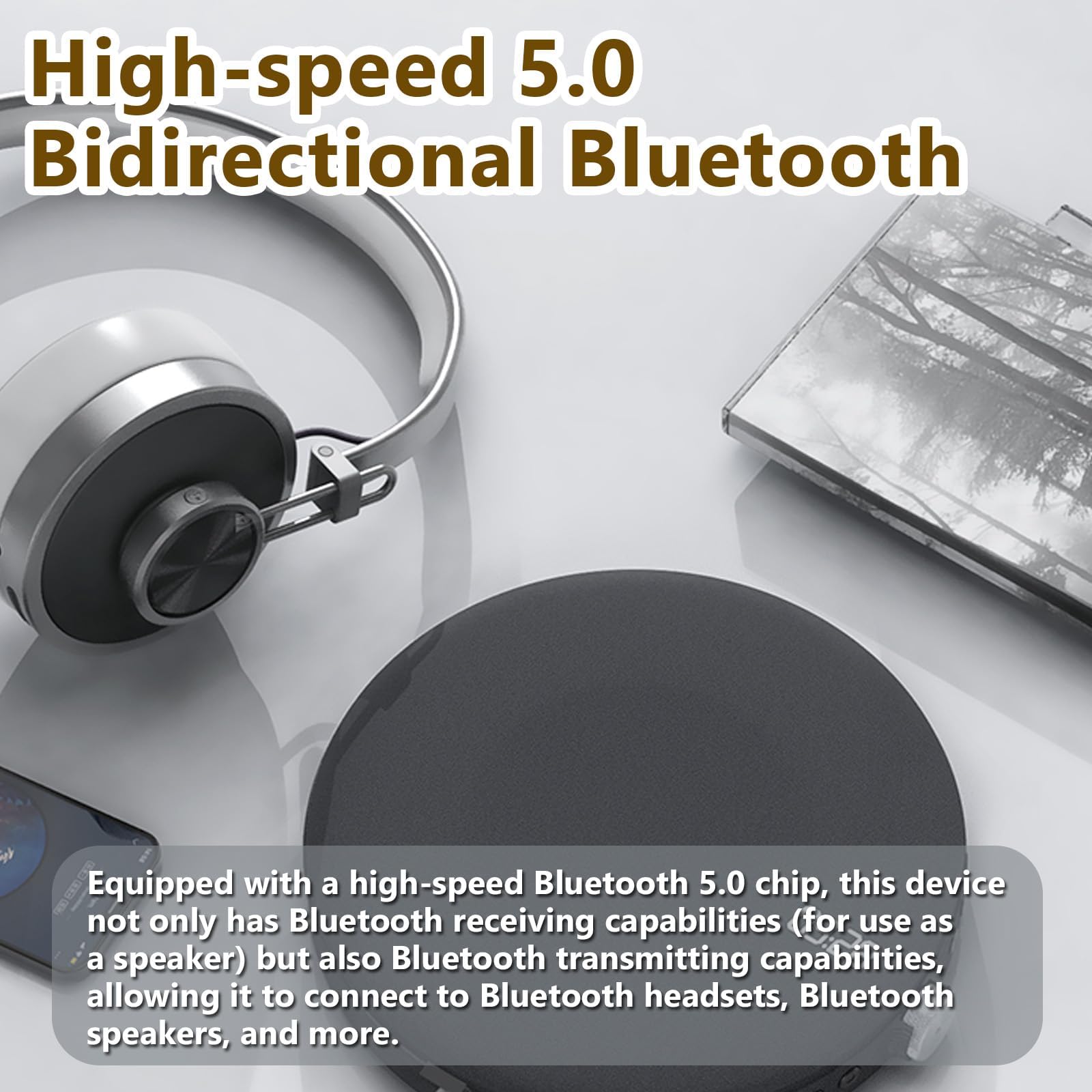 Lettore CD portatile con supporto Bluetooth e USB, altoparlante HiFi per uso domestico e in vacanza