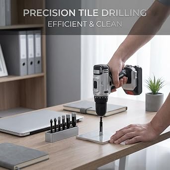 6PCS Tile Drill Bit Set, Porcelain Tile Drill Bit, Tile Drill Bit 6/8/10/12mm, Six Hex Shank Drill Bits, Diamond Drill Bit for Granite, Ceramic, Marble Stone and Glass