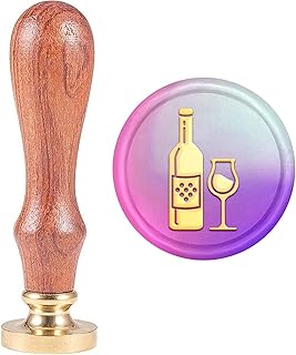 MAYJOYDIY Red Wine Bottle Sealing Wax Stamps Goblet Wax Seal Stamp 25mm Removable Brass Wax Stamp Head Decor for Envelope Letter Wedding Invitation and Sealing Wine Bottle