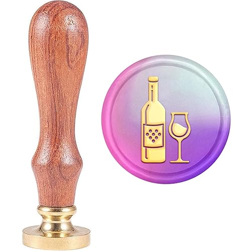 MAYJOYDIY Sello de cera de sellado de botellas de vino tinto, sello de cera de copa de 0.984 in, sello de cera de latón extraíble, decoración de