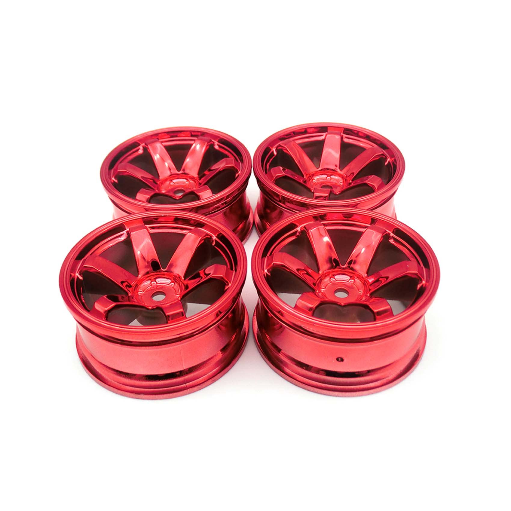 KEEDA Plastic Wheel Rim Diameter 52mm for HSP Tamiya HPI Kyosho Yokomo 1/10 RC On Road Touring Car (Red)