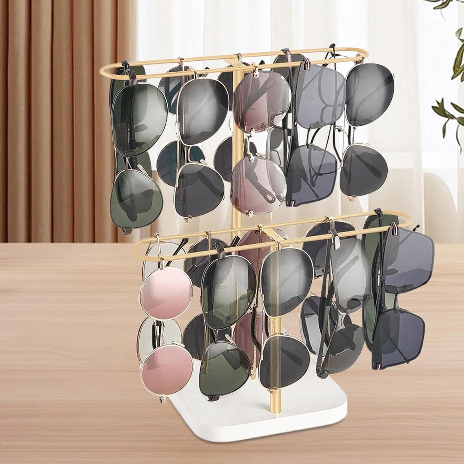 Sunglasses Rack, Metal Eyewear Organizer with Desktop Display Stand, Black | Metal Rack Eyewear Storage Desktop Accessories Organization for Office Bedroom Counter Tabletop