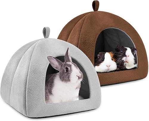Miniatura 1 de Paquete de 2 camas de conejo, lavable, escondite de conejo, casa de escondite para interiores, acogedora cabaña de conejillos de indias, accesorio
