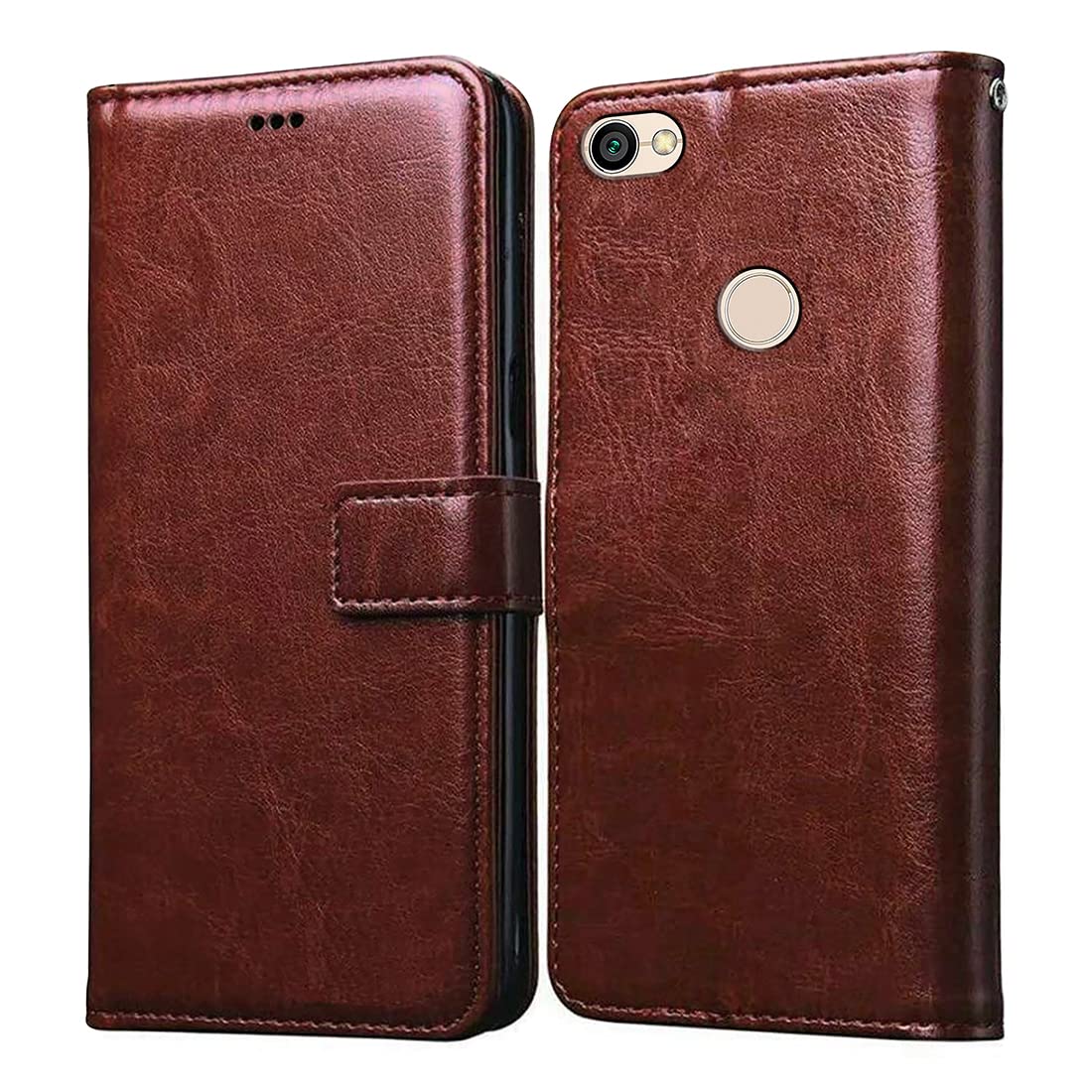 Amazon Brand – Solimo Flip Leather Mobile Cover (Soft, Flexible & Kickstand Back case) Compatible for Mi Redmi Y1 4G / Note 5A 4G (Brown)