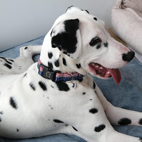 Miniatura 6 de MR. CHUBBYFACE - Collar ajustable para perro con la bandera estadounidense del 4 de julio, collar para el día de la independencia, rojo, blanco y