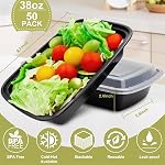 50 Pack Meal Prep Containers with Lids 38oz - Plastic Food Storage Containers with lids - Disposable Take out Containers with Lid for Meal Prep - BPA Free, Microwave/Dishwasher/Freezer Safe